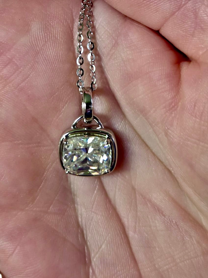 My 5ct cushion-cut “A Second Look” pendant necklace in sterling silver and 18k! Don’t let your eyes deceive you!