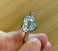 Moissanite ring. A high-end solitaire with a certified 3ct heart-cut stone, bezel-set in a heavy sterling silver mounting and bathed in 18k!