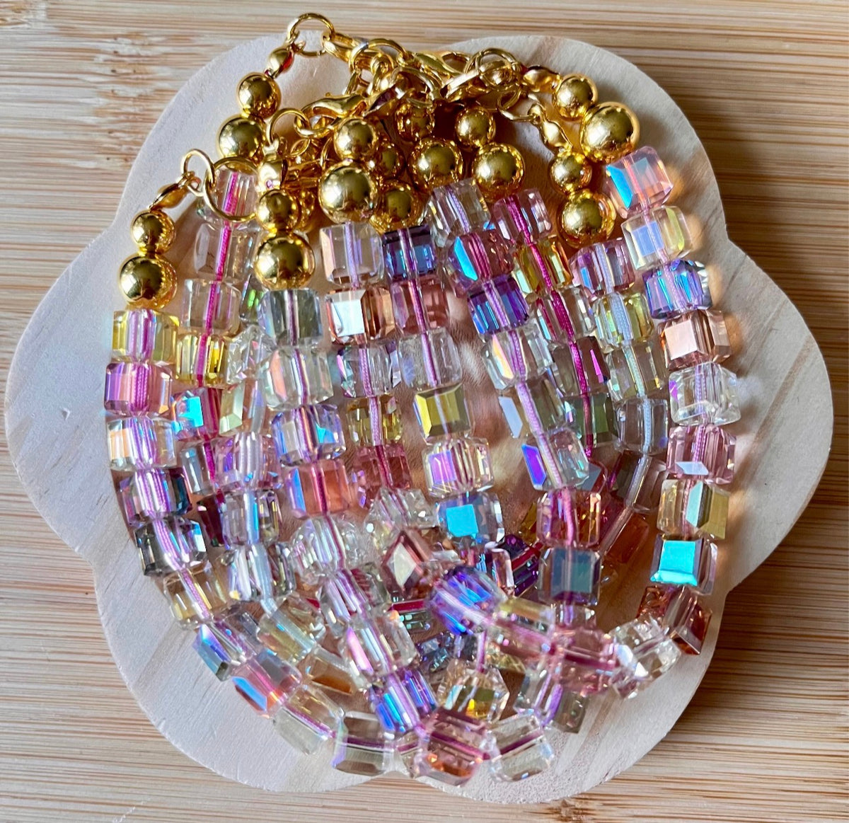 Austrian crystal bracelet with stainless steel components.