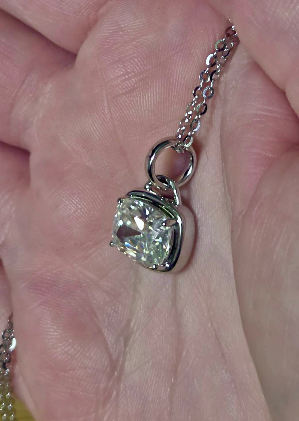 My 5ct cushion-cut “A Second Look” pendant necklace in sterling silver and 18k! Don’t let your eyes deceive you!