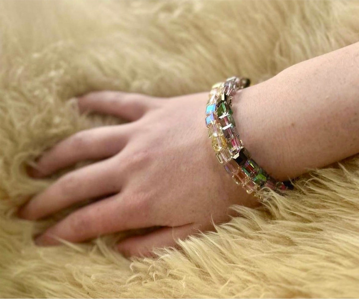 Austrian crystal bracelet with stainless steel components.