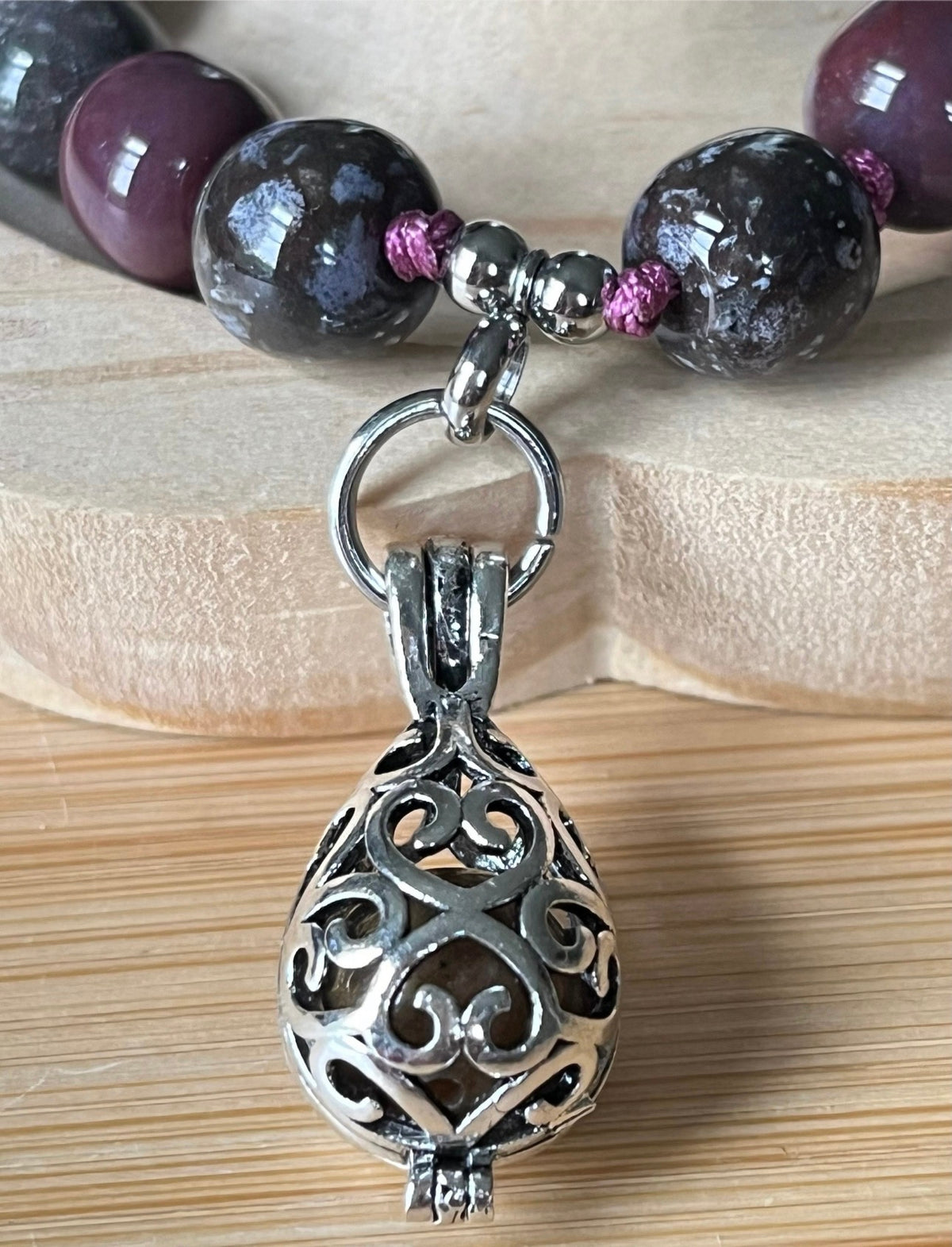 Ocean agate bracelet, hand knotted or straight-strung in your choice of design and with stainless steel bracelet hardware!