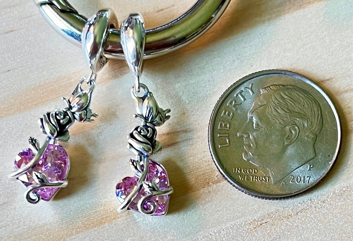 Dragonfly charm, rose charm, tree of life charm and lightning bug charm that glows in the dark! All solid sterling silver charms!