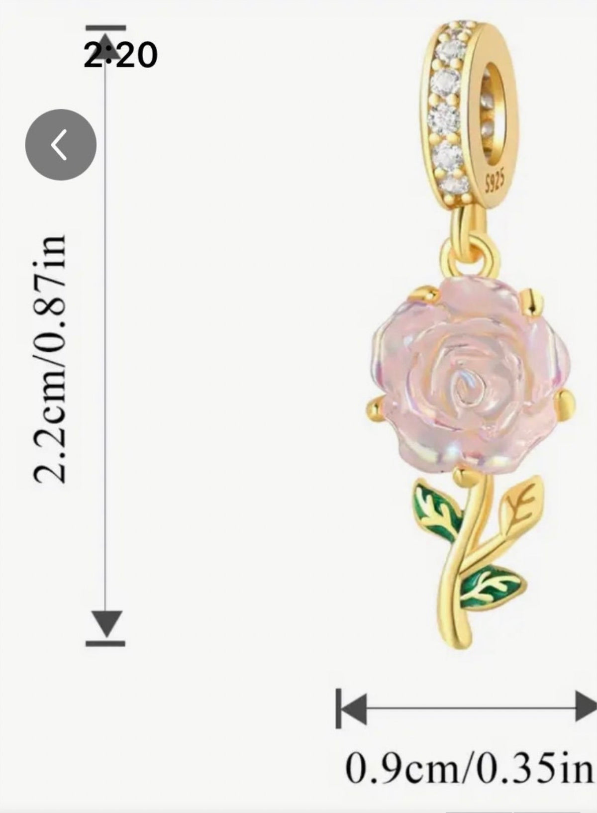 Rose charms and created opal charm! All solid sterling silver charms!