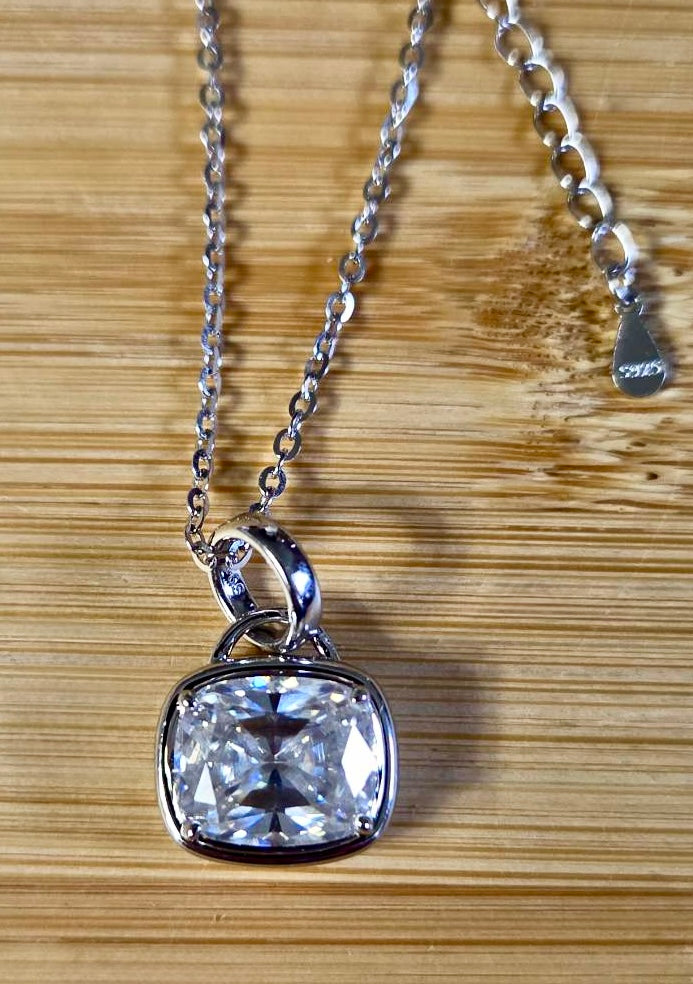 My 5ct cushion-cut “A Second Look” pendant necklace in sterling silver and 18k! Don’t let your eyes deceive you!