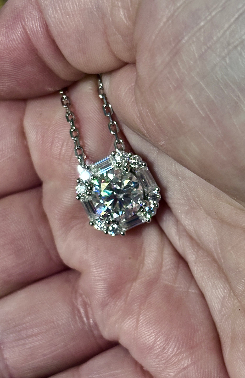 5.8ctw “Opulent Octagon” fully Moissanite pendant necklace in sterling silver and 18k!