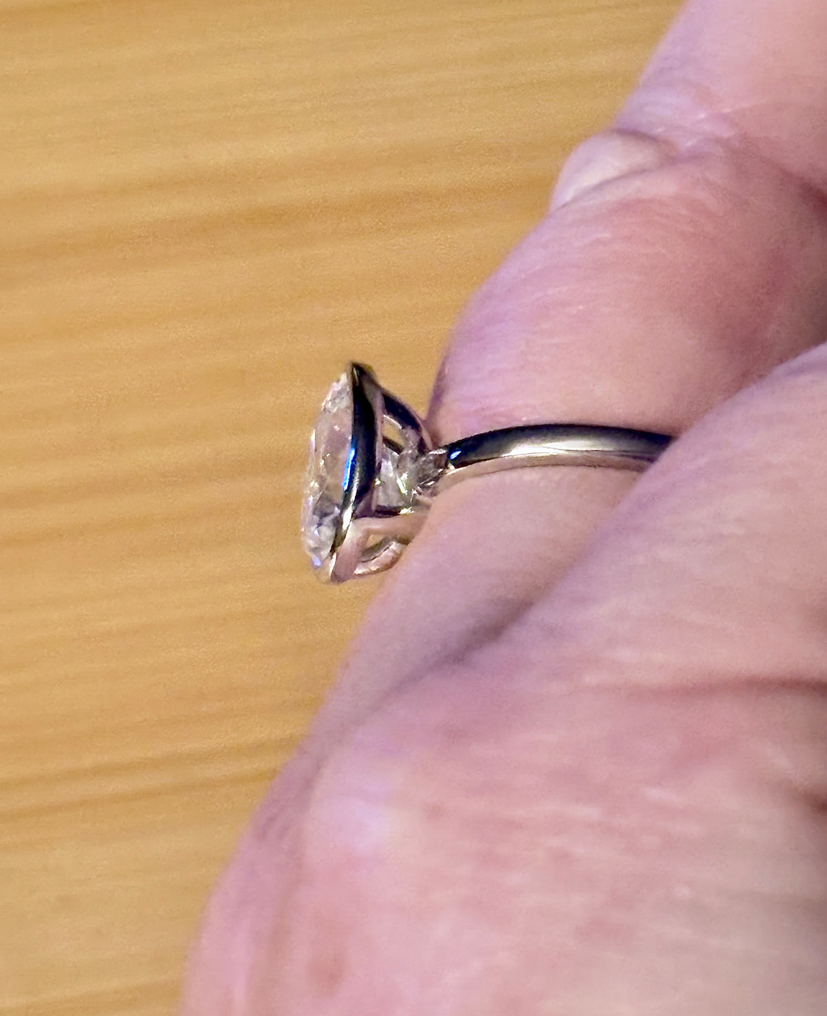 Moissanite ring. A certified 3ct pear in a hybrid basket + bezel of 925 sterling or 935 Argentium silver! A Hand Knotted Jewelry EXCLUSIVE!