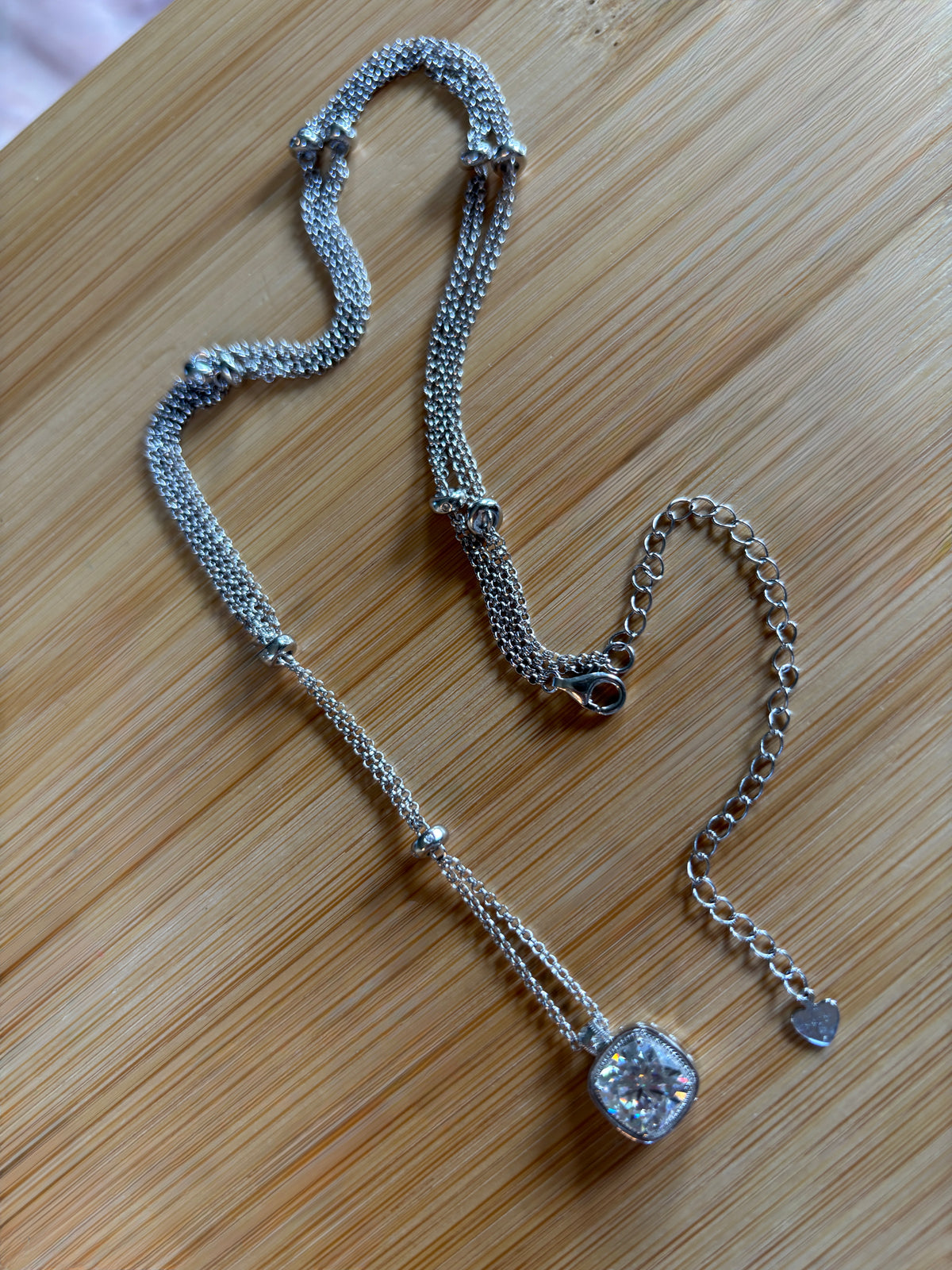 The 3ct certified cushion-cut “Twilight Twinkle” necklace, a limited edition neckpiece (50 only)! A Hand Knotted Jewelry exclusive!
