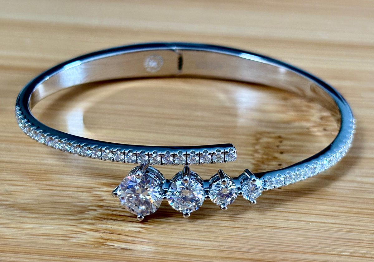My EXCLUSIVE Moissanite and 935 Argentium silver bracelet! A gorgeous 5.79cttw designer bypass bracelet in *genuine* 935 Argentium silver and 18k gold!