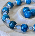 Blue apatite and gray moonstone bracelet with stainless steel hardware and optional sterling silver gemstone pendant!