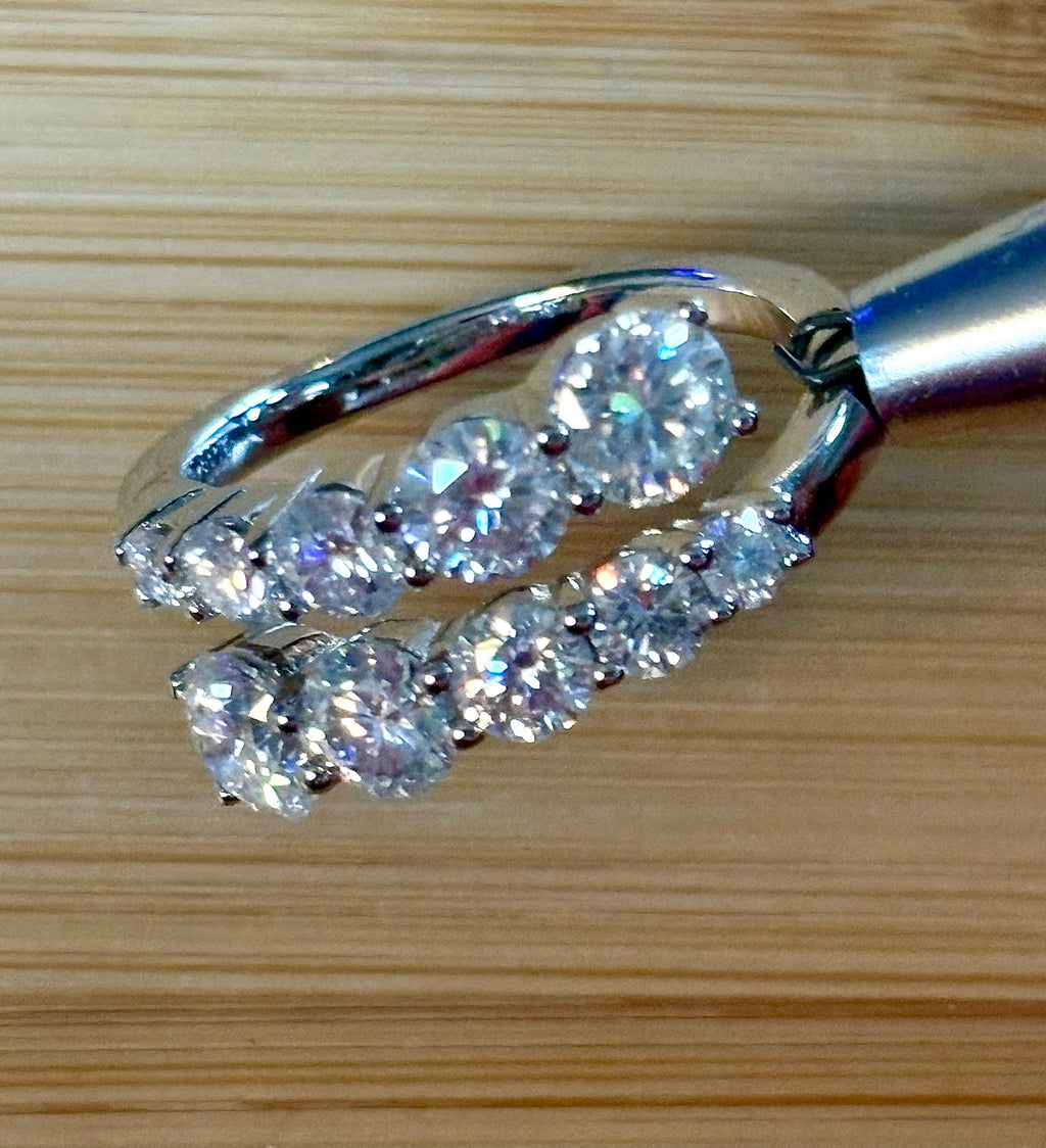 Moissanite ring. A deliciously decadent, sparkling 3.46cttw certified Moissanite bypass ring in heavy sterling or ARGENTIUM silver and 18k!