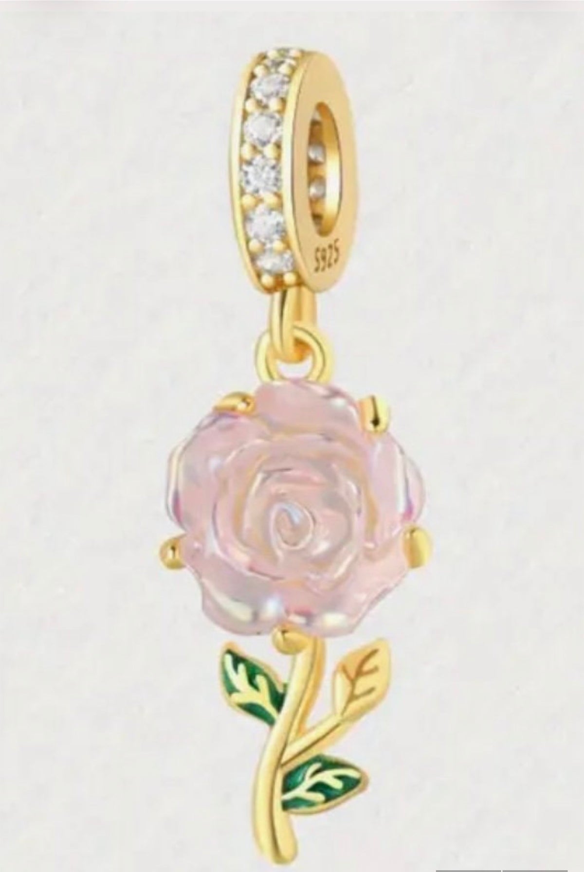 Rose charms and created opal charm! All solid sterling silver charms!