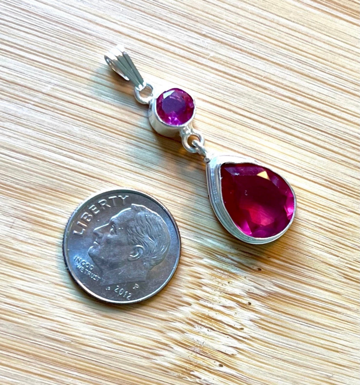 GENUINE gemstone pendants set in 925 sterling silver! Lab-grown and 100% identical to nature-grown in every way except the high price tag!