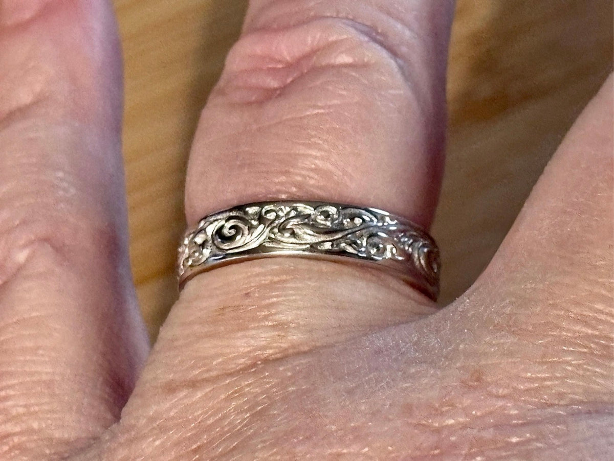Durable *genuine* 935 Argentium & 18k everyday bands to pair with my rings or wear alone! Sturdy silver resistant to tarnishing and dings!