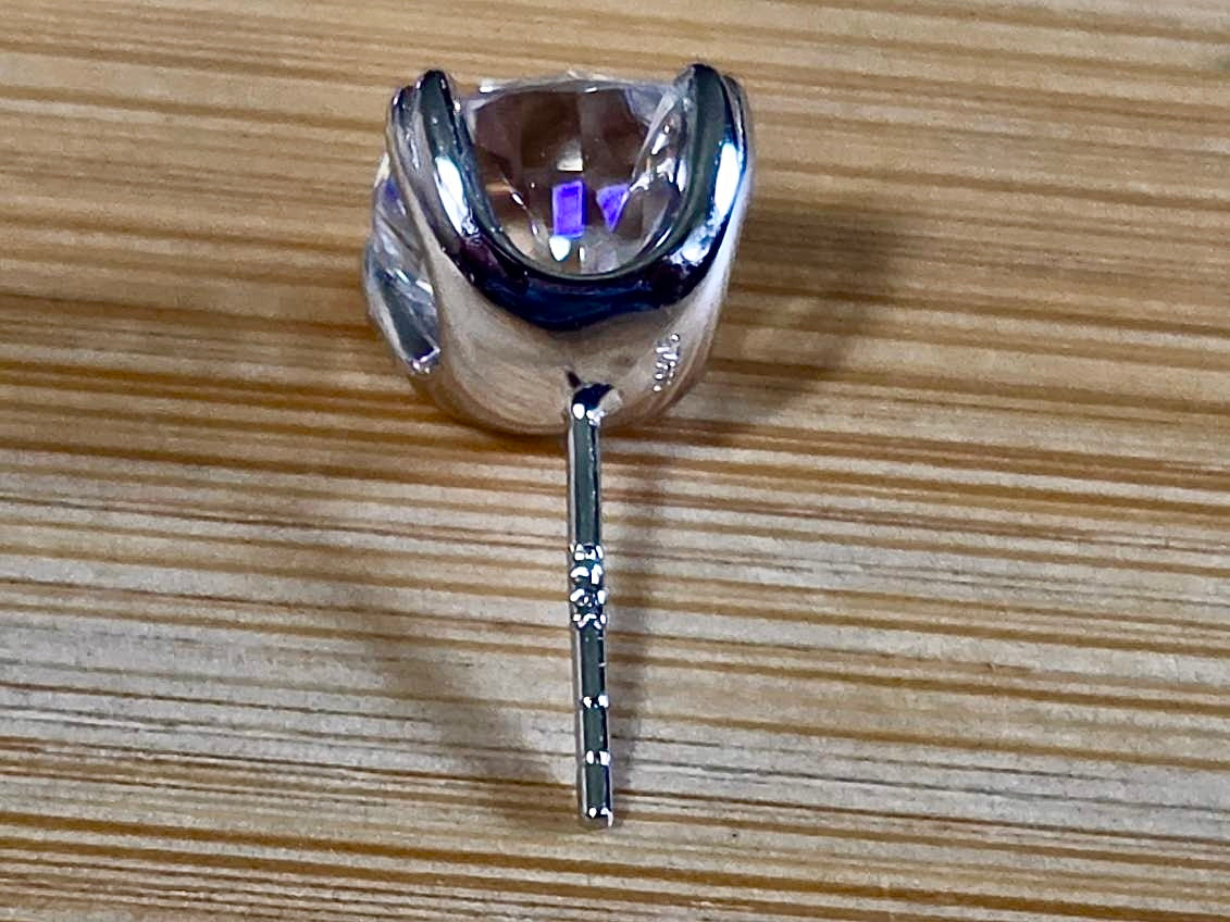 6ctw cushion-cut Moissanite studs in elegant sterling silver double-claw mountings! With brilliant faceting, these earrings are showstoppers!