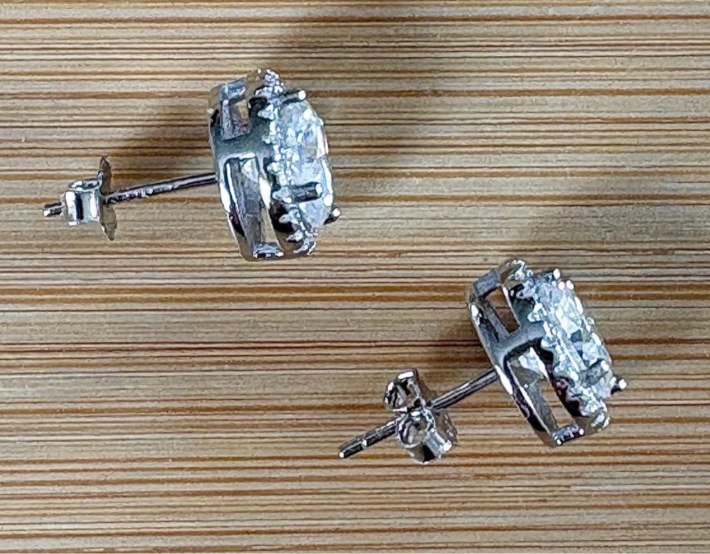 Moissanite earrings. 2.96cttw Moissanite halo stud earrings in sterling silver and 18k! Purely exquisite and red-carpet glamorous!