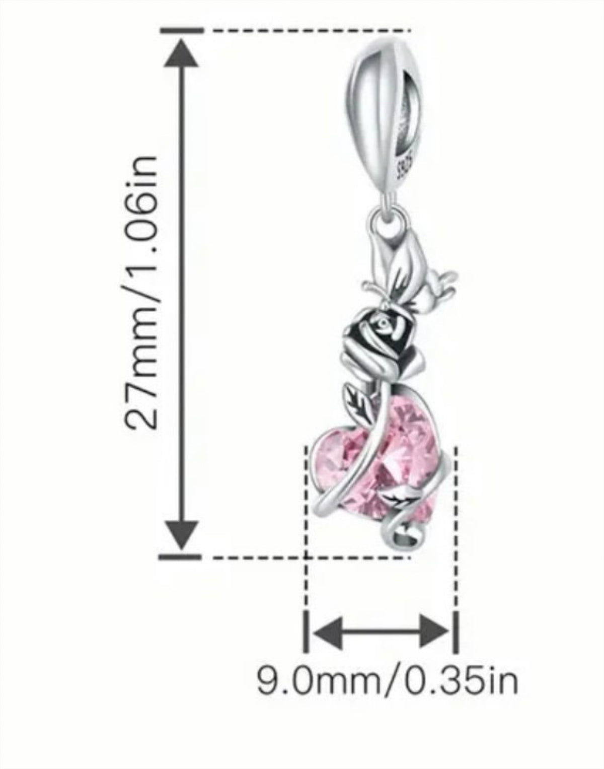 Dragonfly charm, rose charm, tree of life charm and lightning bug charm that glows in the dark! All solid sterling silver charms!