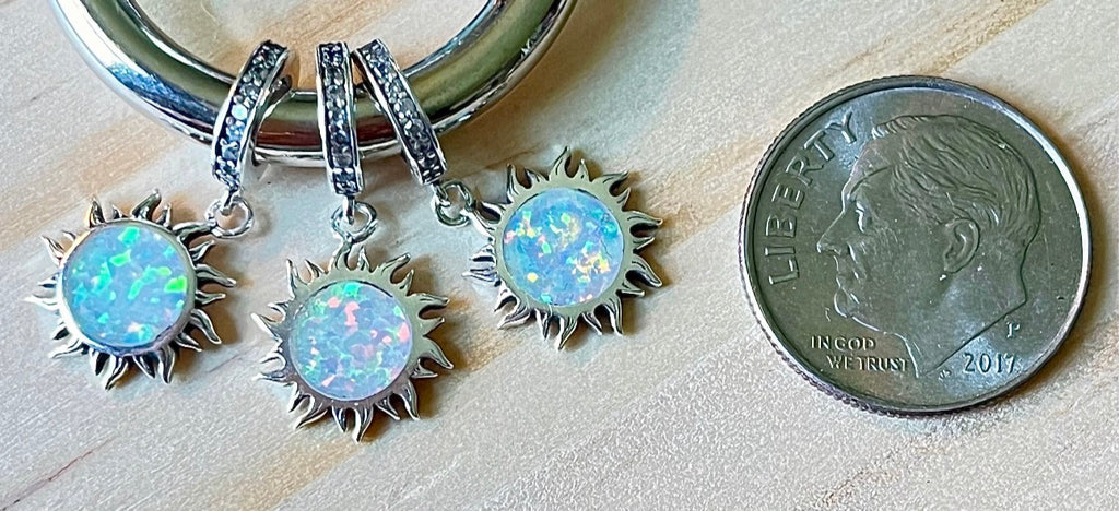 Rose charms and created opal charm! All solid sterling silver charms!