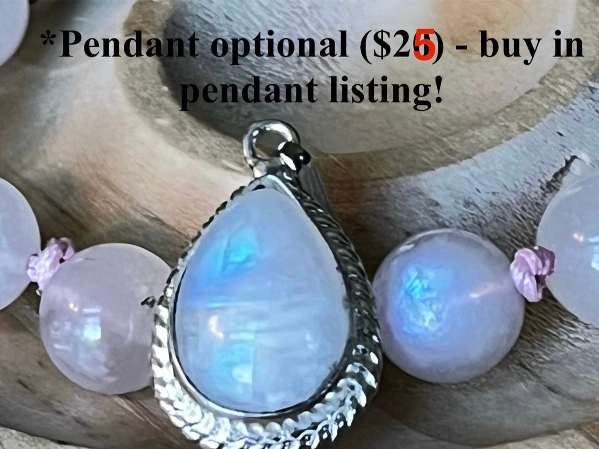 Rainbow moonstone bracelet, hand knotted with high-quality 8-9mm beads!