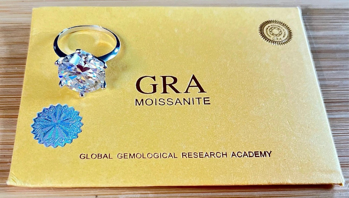 Moissanite ring. A gorgeous 10ct certified round brilliant Moissanite in a lovely crown setting, with 6 prongs and a sleek plain band!