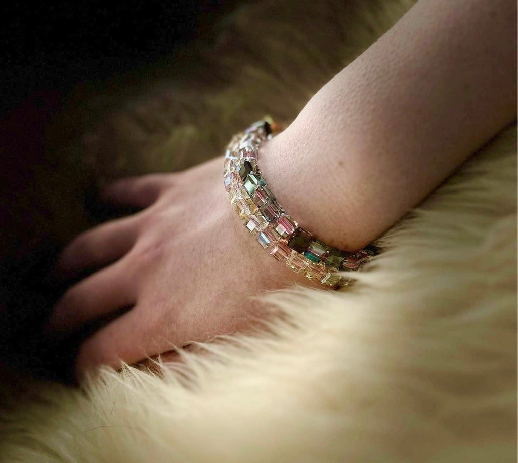 Austrian crystal bracelet with stainless steel components.