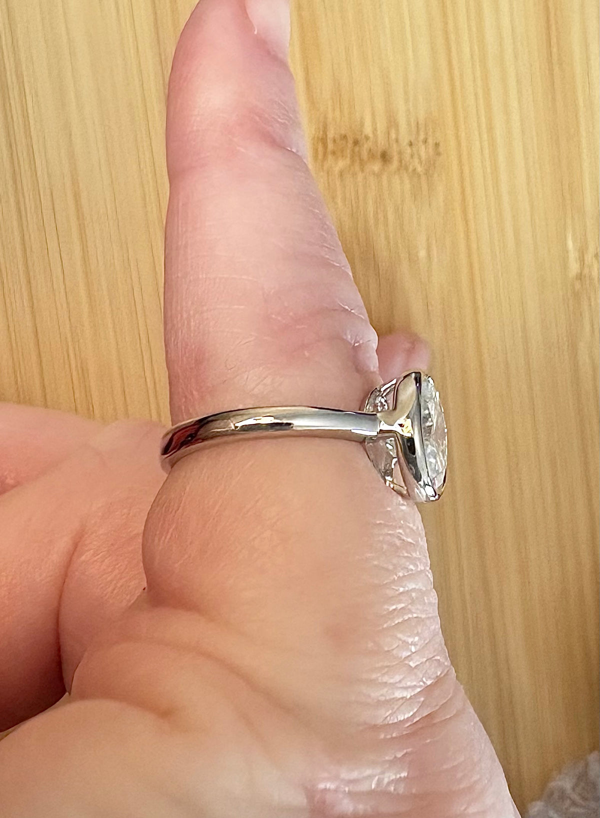 Moissanite ring. A 3ct oval in a hybrid basket + bezel of sterling OR Argentium silver! A Hand Knotted Jewelry EXCLUSIVE!