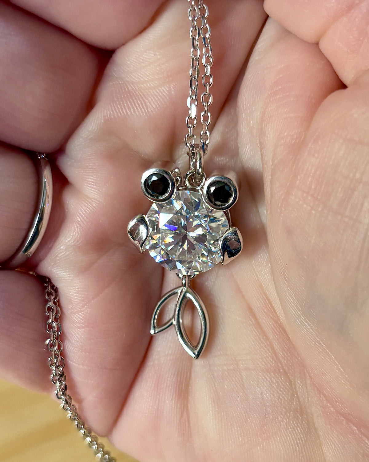 One fish, two fish, small fish, HUGE fish! A 1ct Moissanite or 10ct Moissanite necklace!