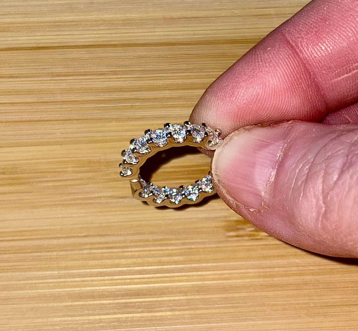 Moissanite hoops. A certified 2.6cttw pair of flashy Moissanite hoops - just like porridge, not too big and not too small, but *just right*!