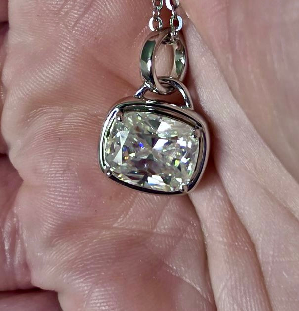 My 5ct cushion-cut “A Second Look” pendant necklace in sterling silver and 18k! Don’t let your eyes deceive you!