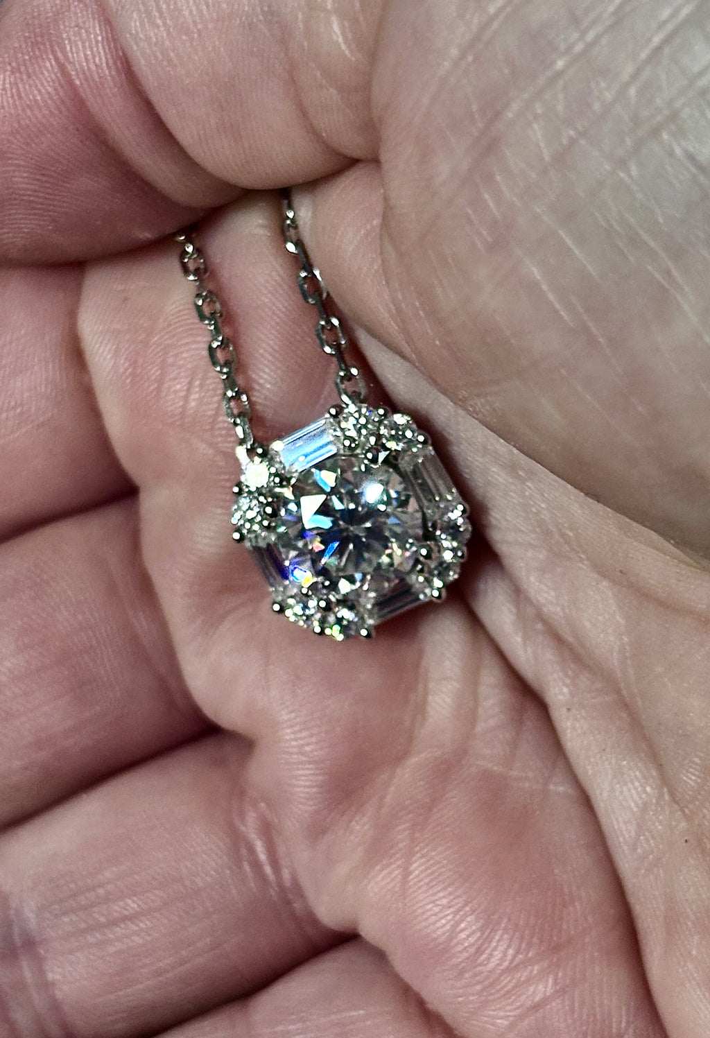 5.8ctw “Opulent Octagon” fully Moissanite pendant necklace in sterling silver and 18k!