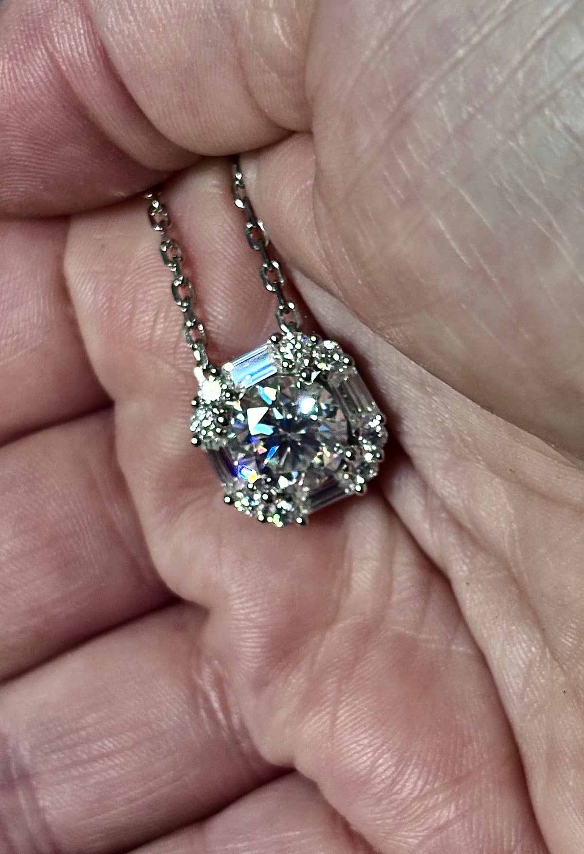 5.8ctw “Opulent Octagon” fully Moissanite pendant necklace in sterling silver and 18k!
