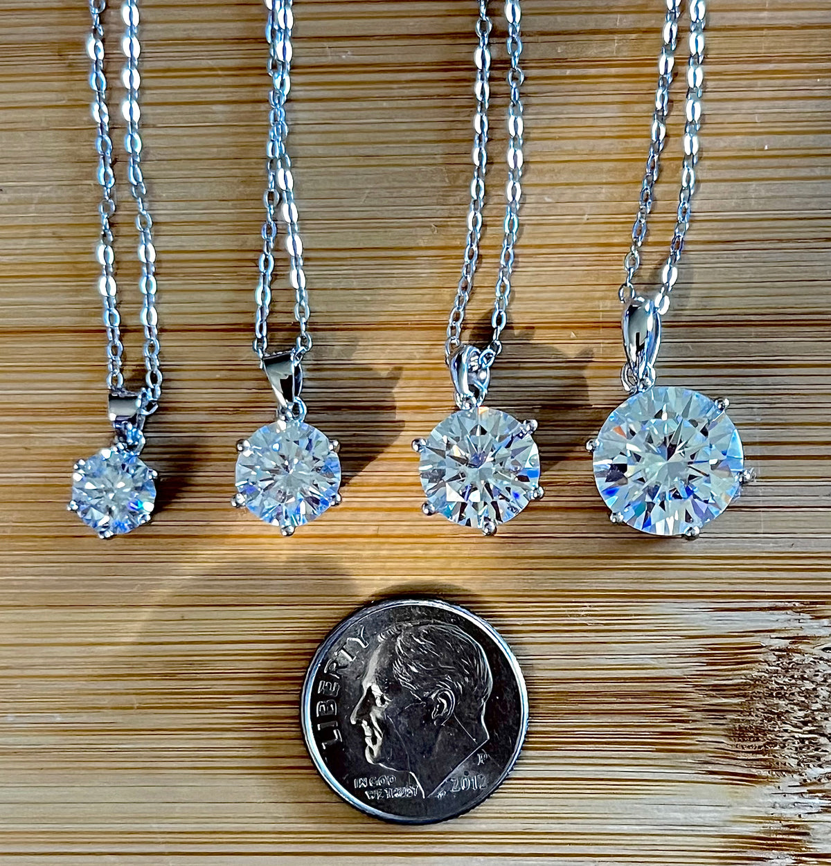 CERTIFIED Moissanite solitaire necklaces. A 1, 2, 3 or 5ct Moissanite in sterling silver and 18k! (10ct also, but listed separately!)