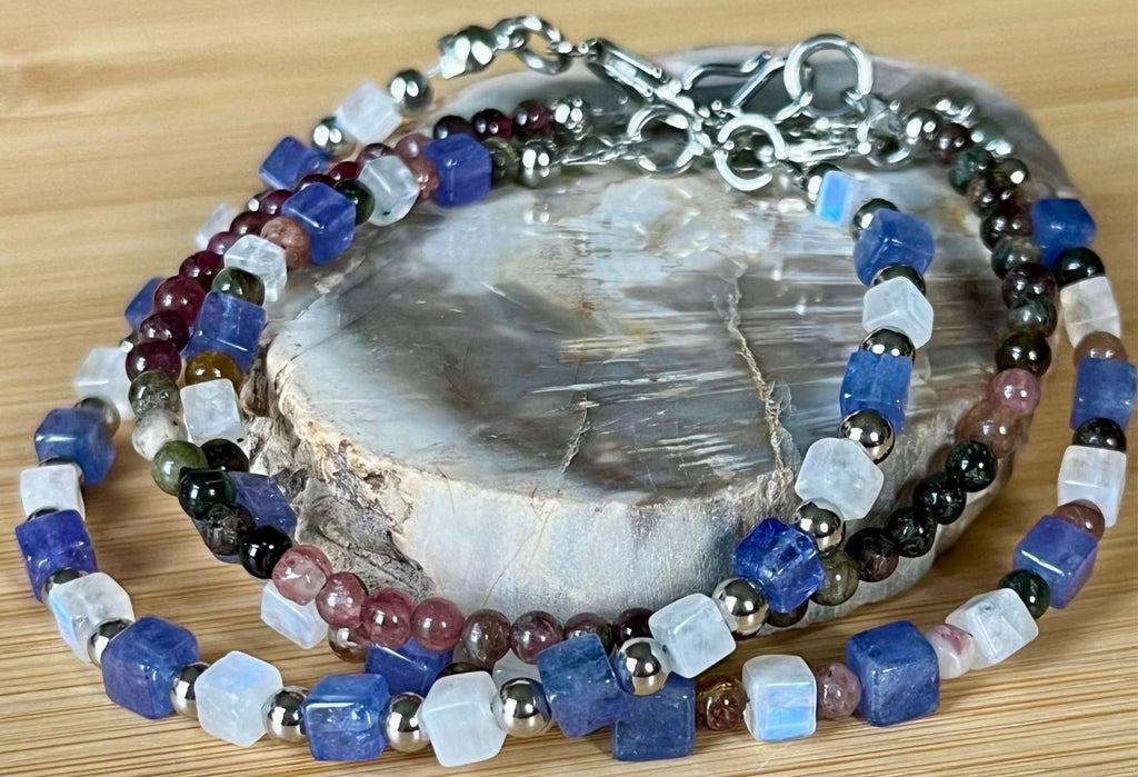Tanzanite and moonstone bracelet, tourmaline and tanzanite bracelet or tourmaline bracelet!