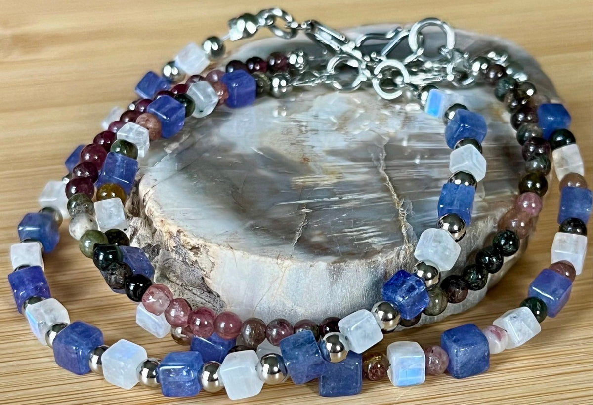 Tanzanite and moonstone bracelet, tourmaline and tanzanite bracelet or tourmaline bracelet!