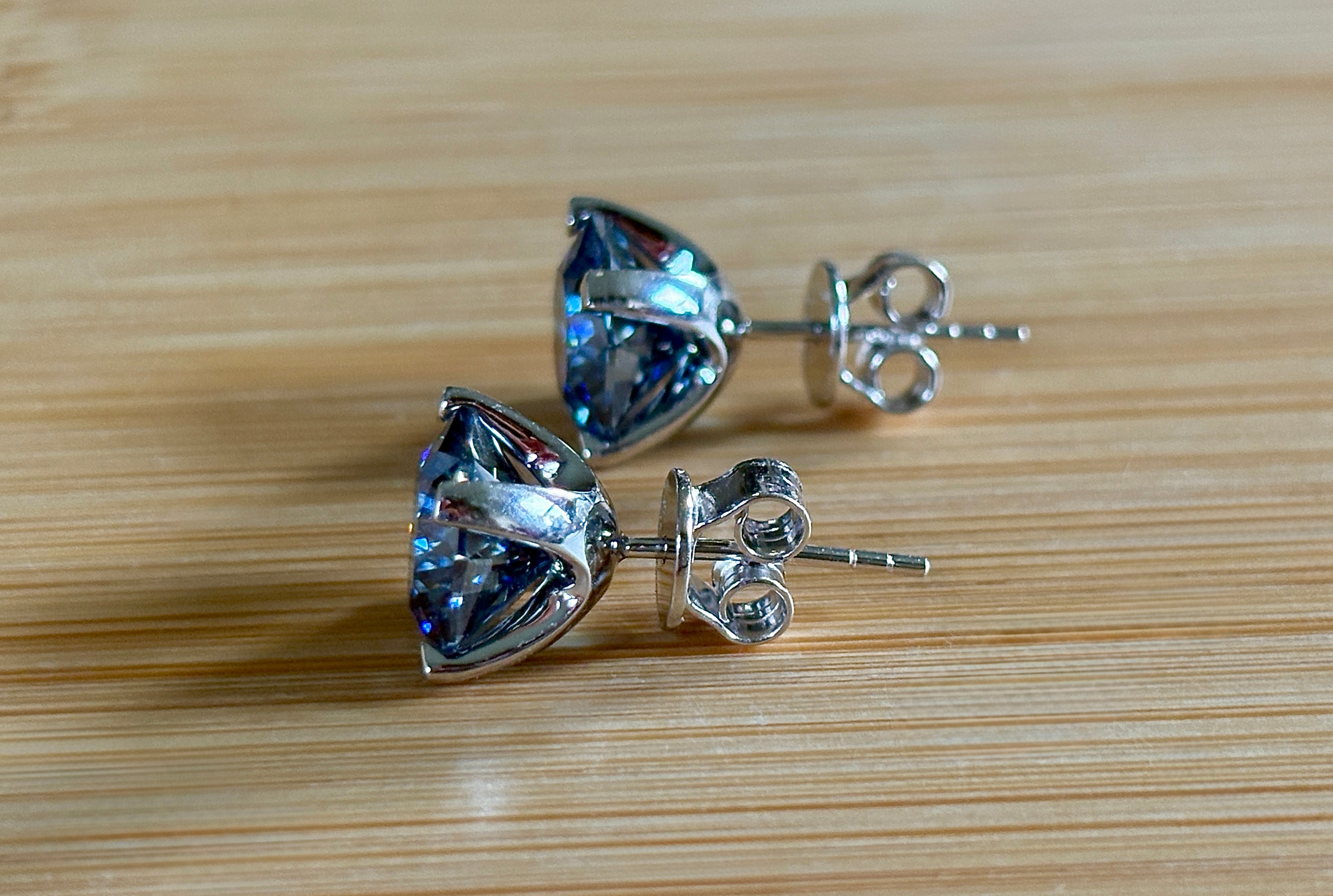 A *PHENOMENAL* 2.4cttw or 6cttw DOUBLE certified pair of octagonal-cut, star-faceted, royal blue Moissanite studs in 935 Argentium silver!