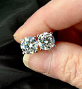 Moissanite earrings. A 6cttw certified pair of high-end boutique-quality Moissanite studs in my sturdy sterling and 18k 4-claw mountings!