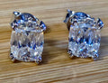 6ctw Ashoka-cut Moissanites in Argentium silver, hand-cut by a Master lapidary! These studs are the highest of the high end!