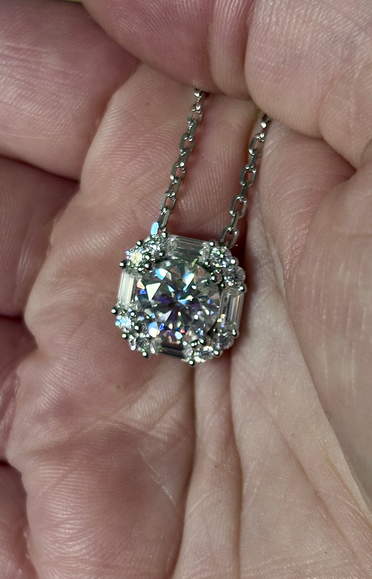 5.8ctw “Opulent Octagon” fully Moissanite pendant necklace in sterling silver and 18k!
