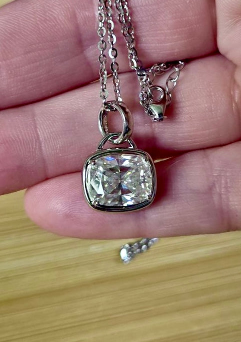My 5ct cushion-cut “A Second Look” pendant necklace in sterling silver and 18k! Don’t let your eyes deceive you!