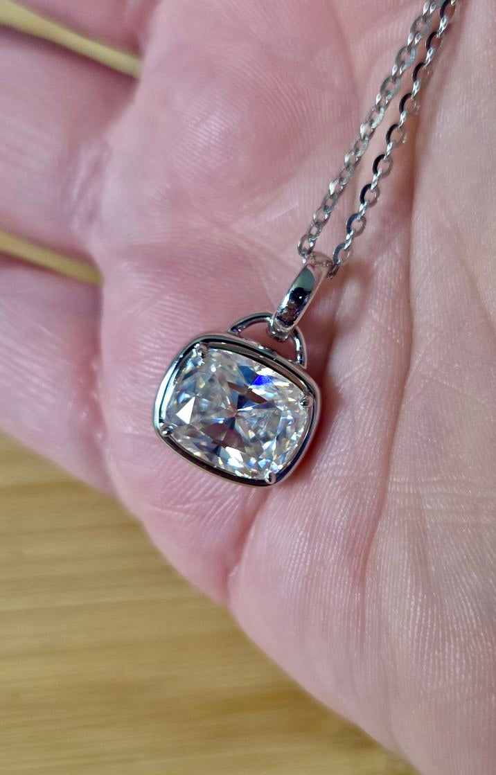 My 5ct cushion-cut “A Second Look” pendant necklace in sterling silver and 18k! Don’t let your eyes deceive you!
