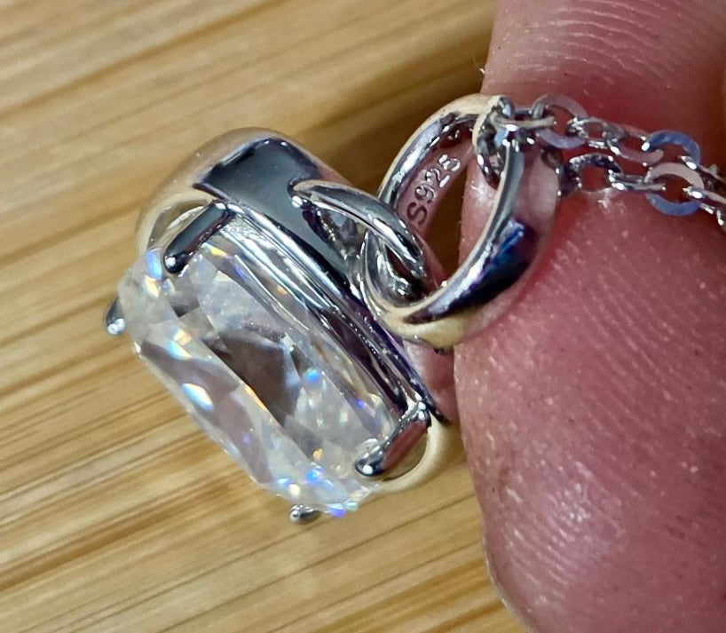 My 5ct cushion-cut “A Second Look” pendant necklace in sterling silver and 18k! Don’t let your eyes deceive you!