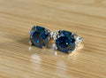 A *PHENOMENAL* 2.4cttw or 6cttw DOUBLE certified pair of octagonal-cut, star-faceted, royal blue Moissanite studs in 935 Argentium silver!