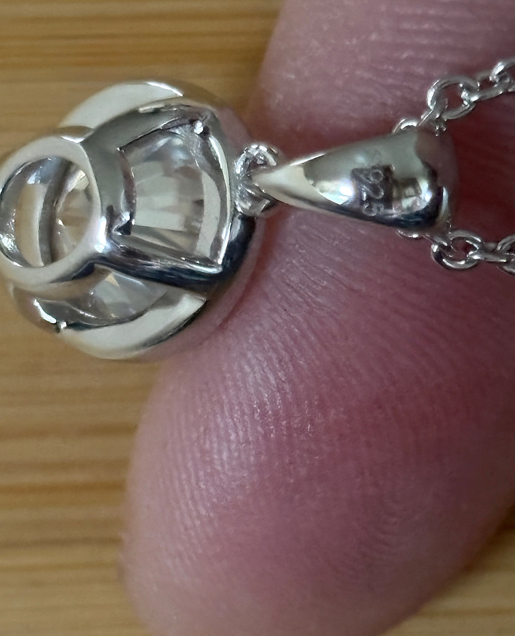 Moissanite solitaire necklace. A certified 5ct oval Moissanite in sterling silver and 18k!