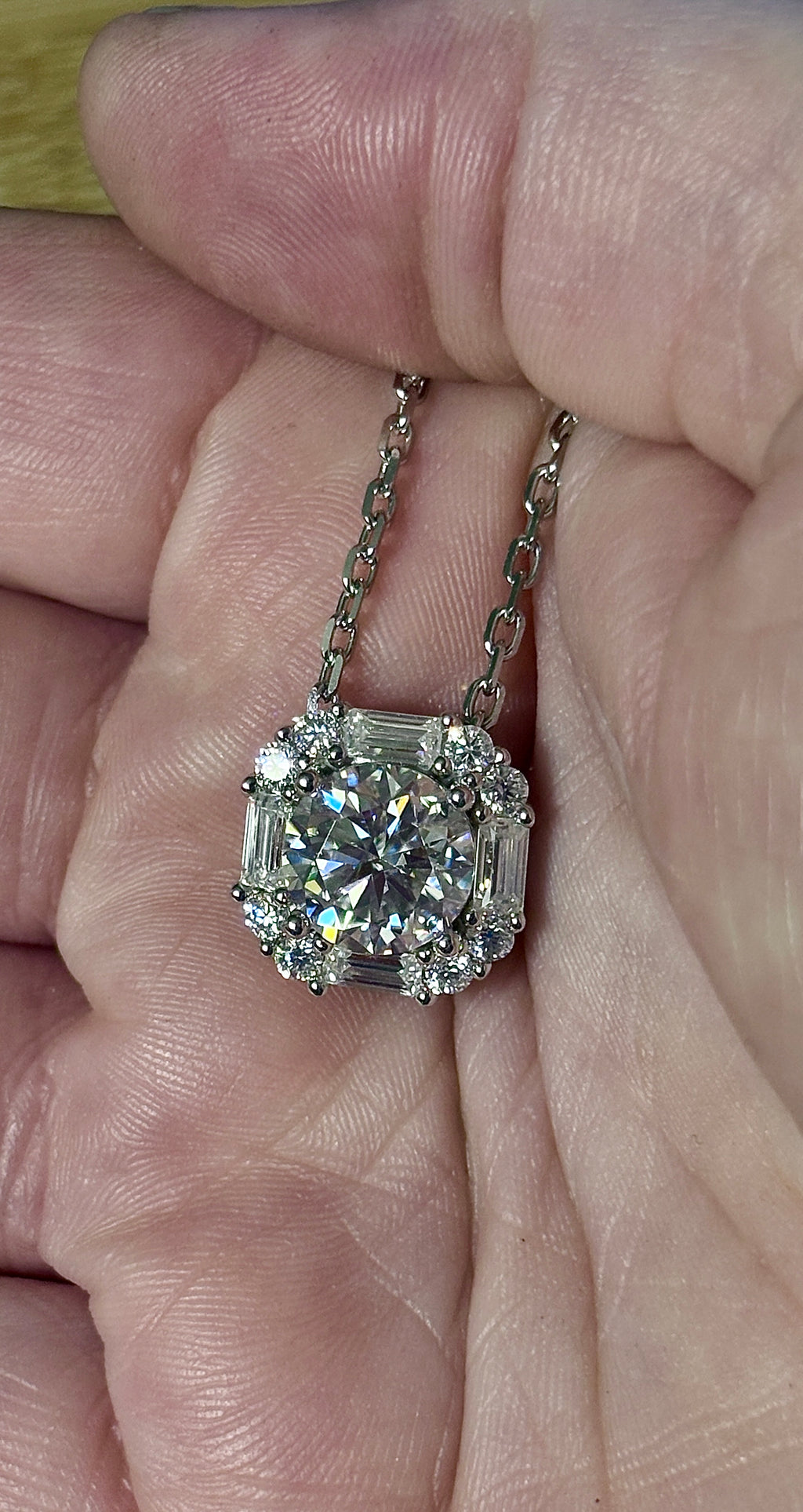 5.8ctw “Opulent Octagon” fully Moissanite pendant necklace in sterling silver and 18k!