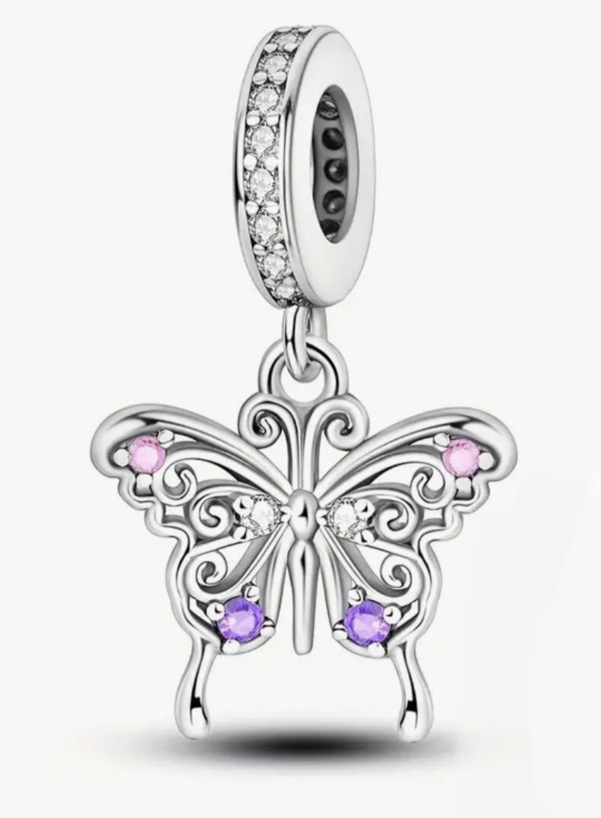 Butterfly charm, flower charm and fleur de lis charm! All solid sterling silver charms!