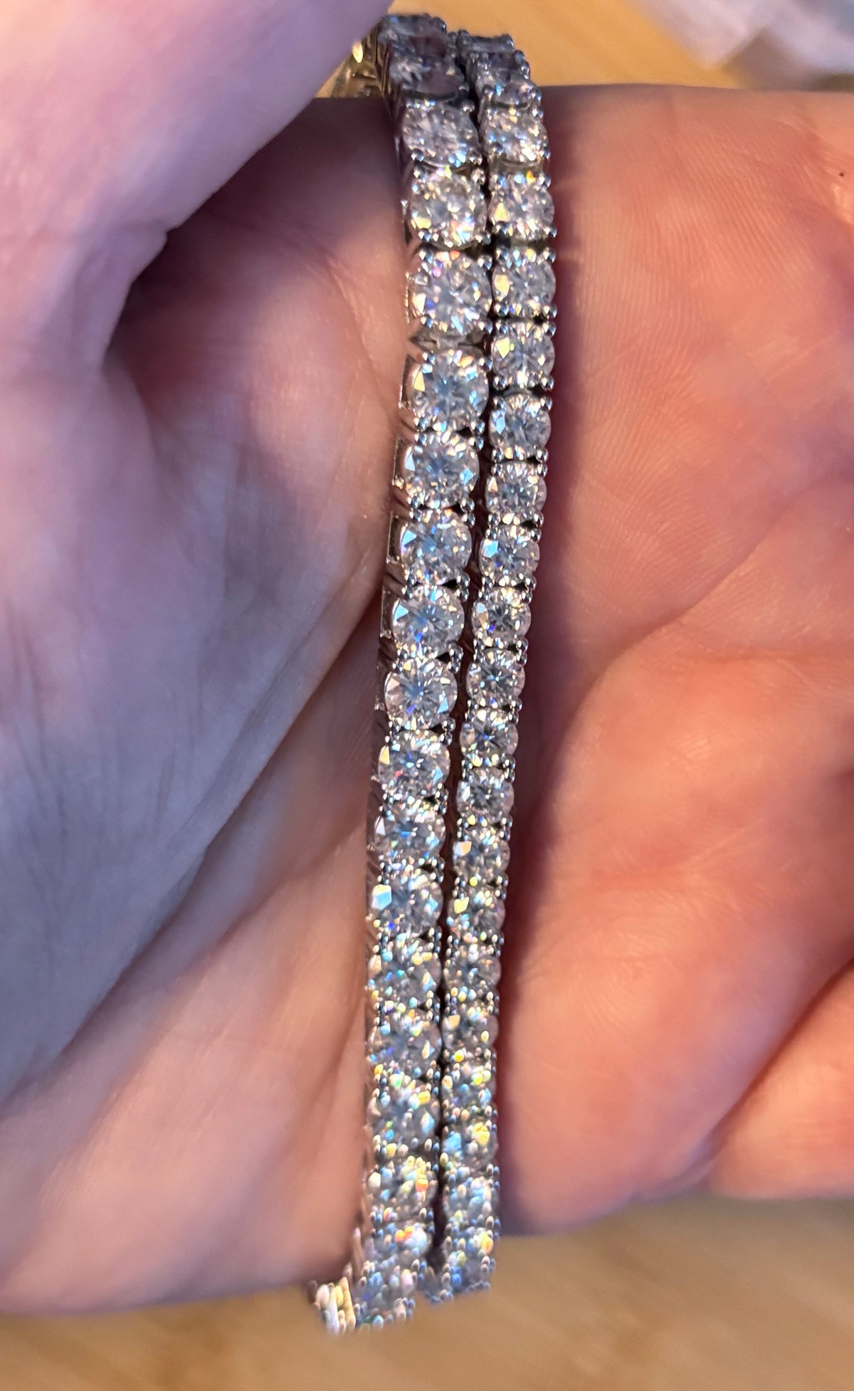 The certified “Ultimate Moissanite Tennis Bracelet” with masterful construction and “invisible” clasp in Argentium OR sterling silver!
