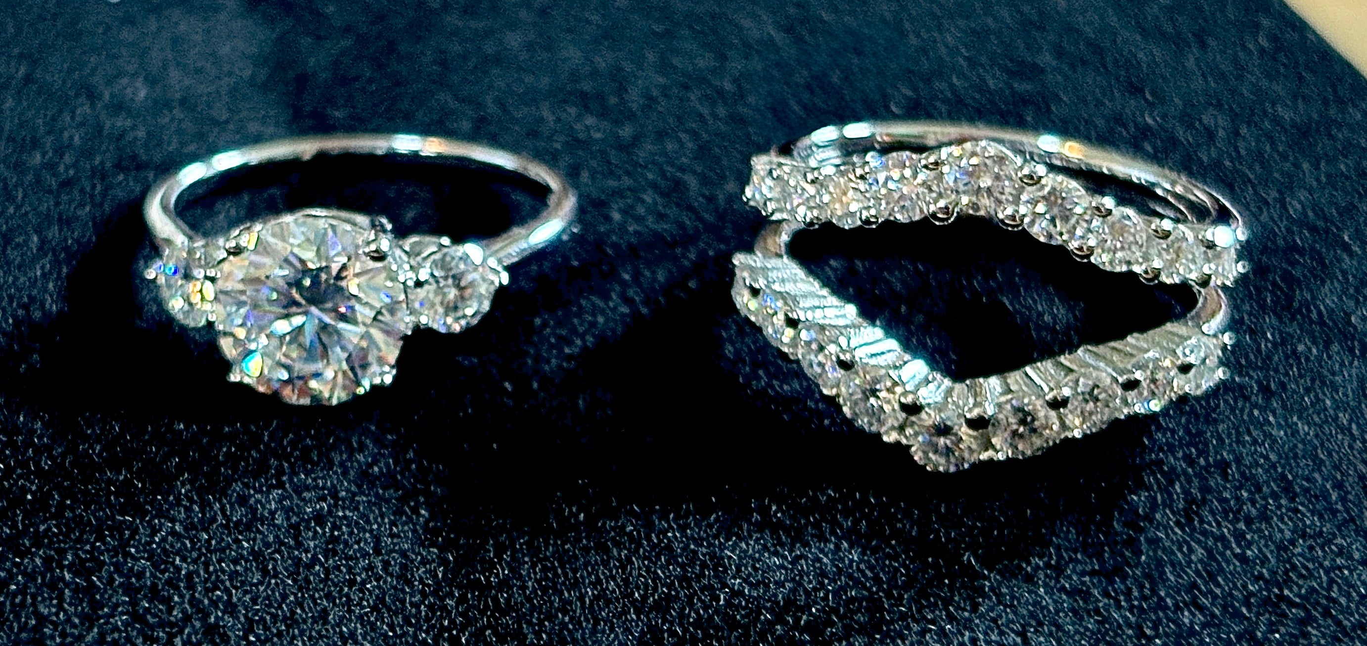 Moissanite bridal set. A certified 3ct Moissanite with a FULLY Moissanite double ring guard, for 5.08cttw! Wear them separately or together!