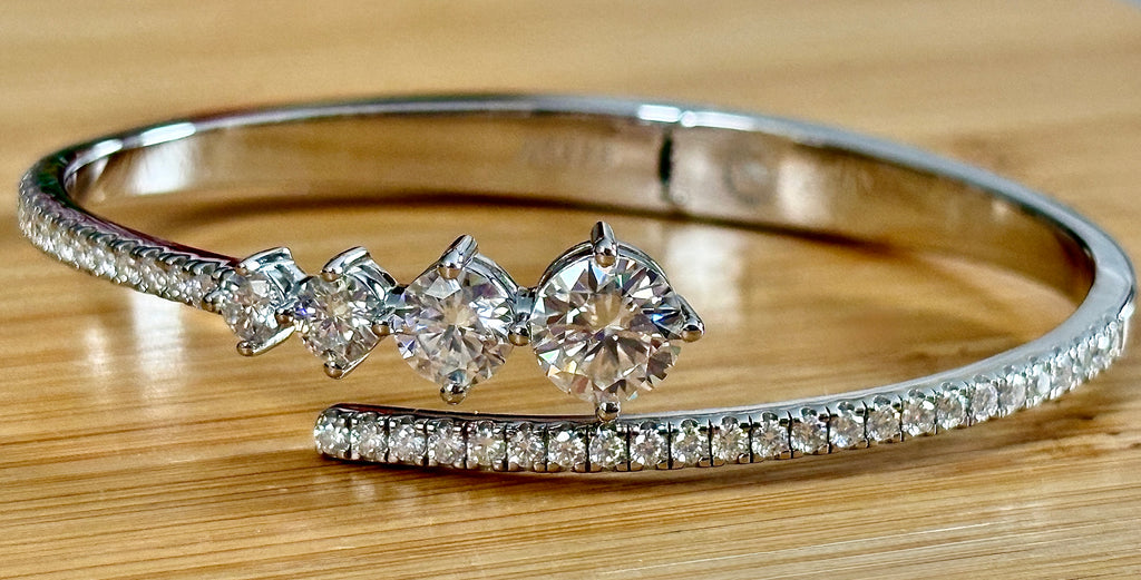 My EXCLUSIVE Moissanite and 935 Argentium silver bracelet! A gorgeous 5.79cttw designer bypass bracelet in *genuine* 935 Argentium silver and 18k gold!