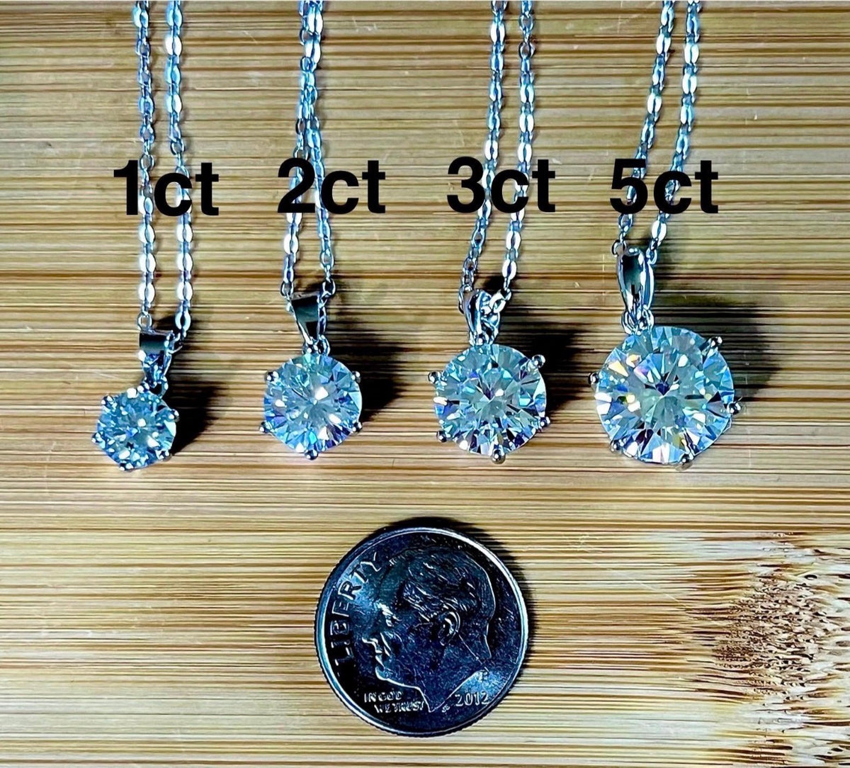 Moissanite solitaire necklaces. A certified 1, 2, 3 or 5ct Moissanite in sterling silver and 18k! (10ct also, but listed separately!)