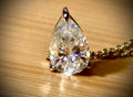 Moissanite necklace. A GORGEOUS certified 4ct pear-cut Moissanite pendant in sterling and 18k white gold on a nice 22” cable link chain!